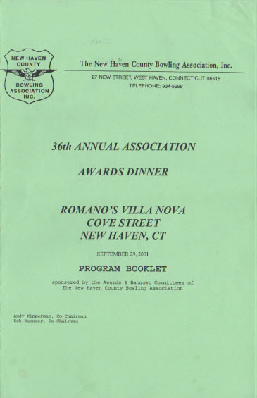 2001 Awards Dinner Booklet Cover